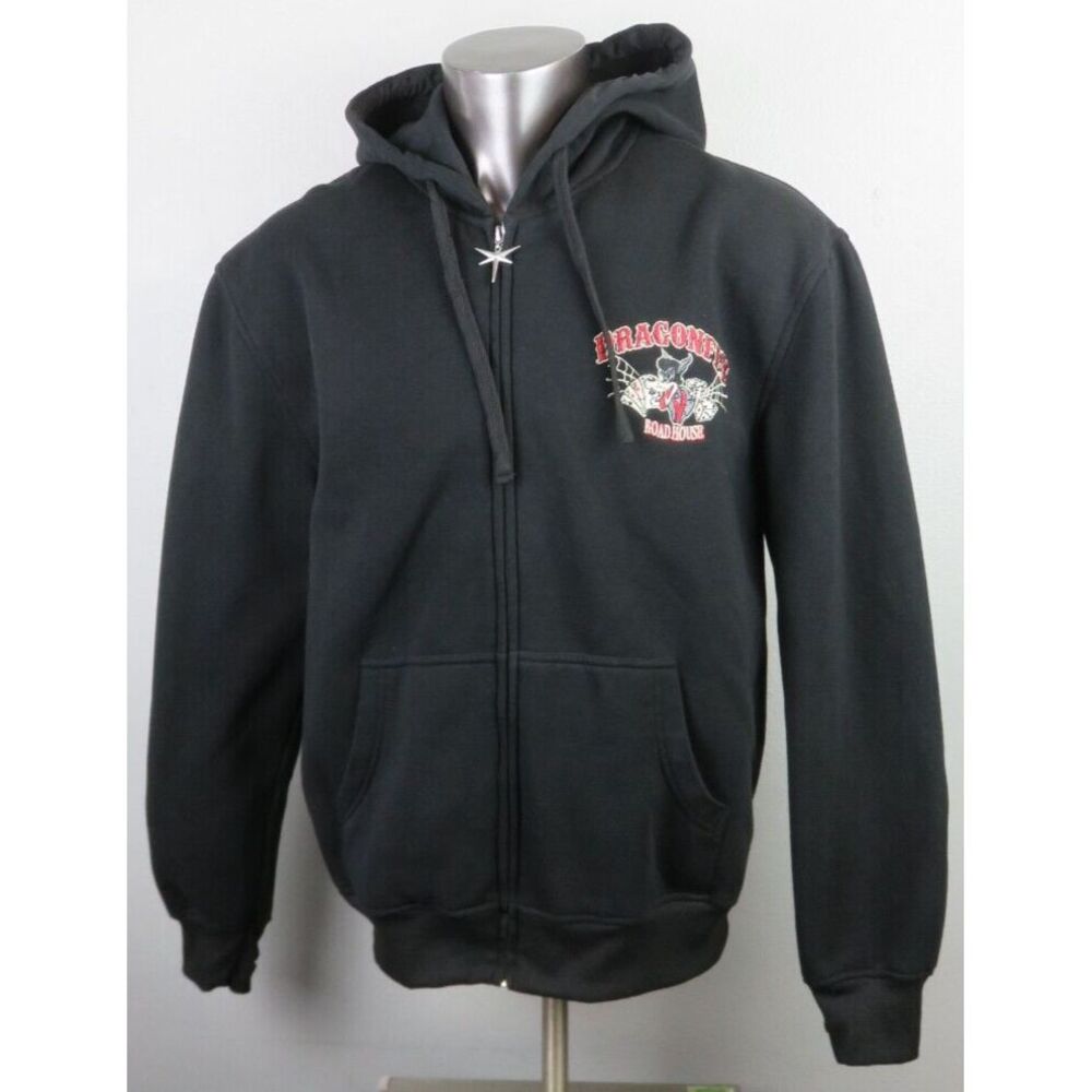 Mens Dragonfly Roadhouse Black Full Zip Jacket Hoodie Hooded Sweatshirt Size 2XL